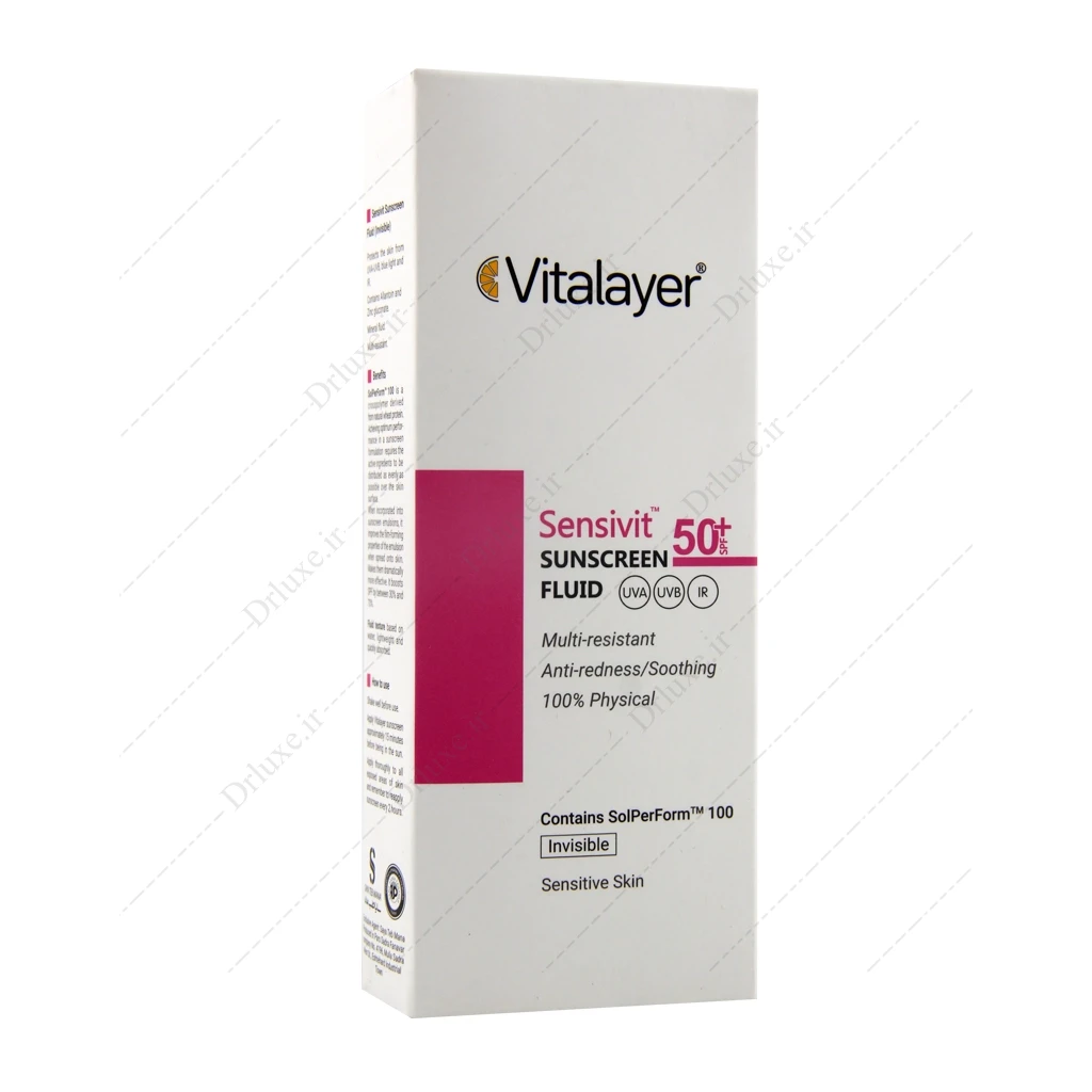 فلوئید ضد آفتاب SPF50 بی رنگ سنسی ویت ویتالیر پوست حساس 50 میل